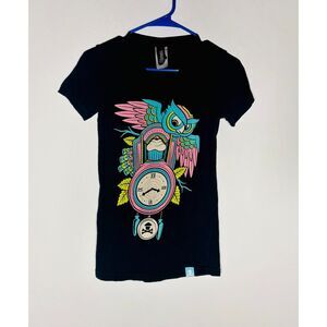 Johnny Cupcakes Owl Cuckoo Clock Graphic T-Shirt Black Size S Limited Edition